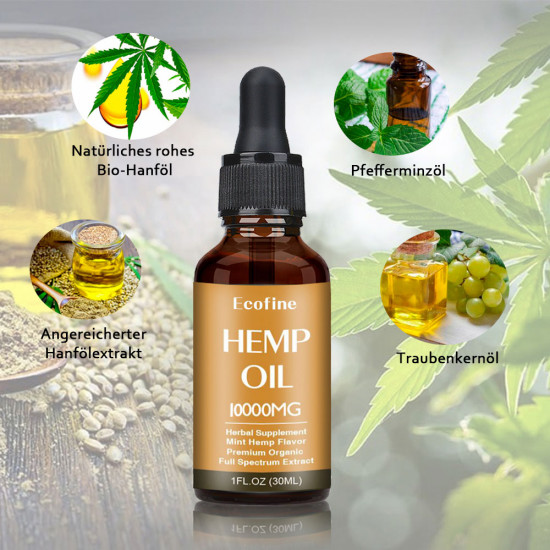 Ecofine 10000mg 30ml Broad Spectrum Hemp Oil, High Strength Extract Pure Organic Hemp Oil - Made in USA