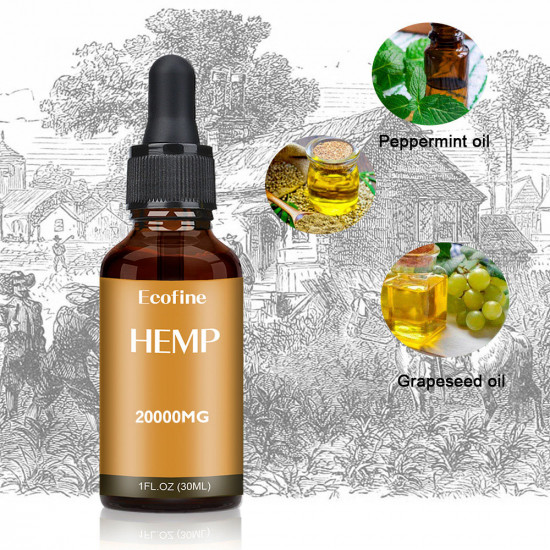 Ecofine 20000mg 30ml Broad Spectrum Hemp Oil, High Strength Extract Pure Organic Hemp Oil - Made in USA