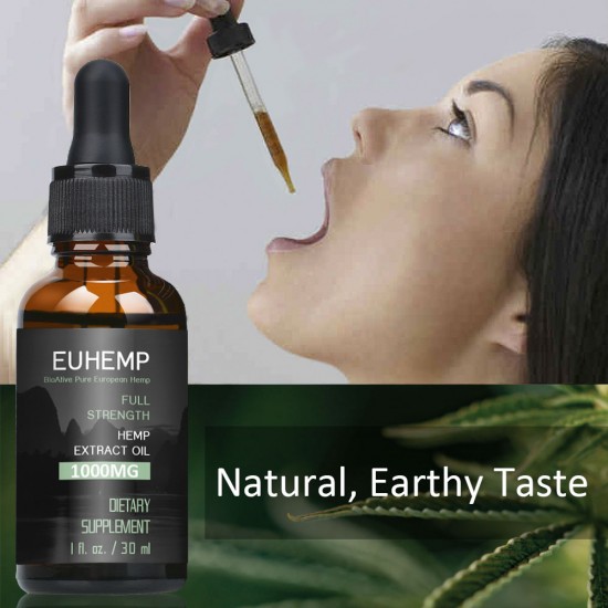 Hemp Oil Drops 1000MG, Full Strength,30ML - EUHEMP Oil Hemp Oil Drops 1000MG, Full Strength,30ML - EUHEMP Oil