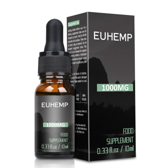 EUHEMP Aceite de Cáñamo en Gotas 1000MG, Hecho con Cáñamo Cultivado en la Naturaleza, 10 ML