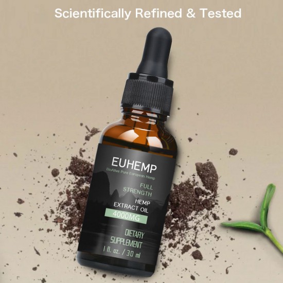 EUHEMP Hemp Oil Drops 4000MG, Non-GMO, No Fillers, 30ML