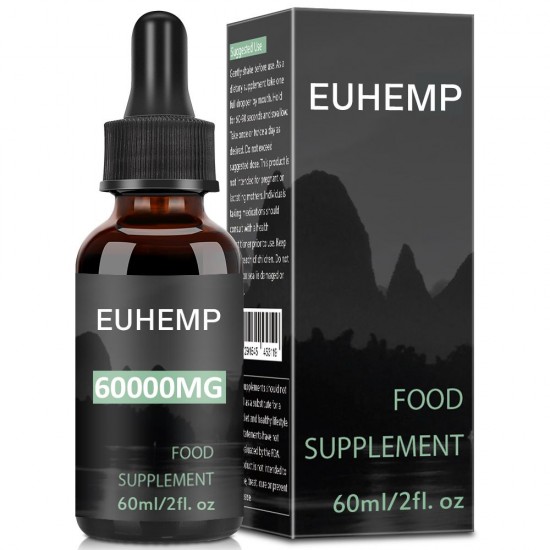 Gocce di olio di canapa con aroma EUHEMP 60000 mg, coltivate in natura, non OGM, senza riempitivi, 60 ml
