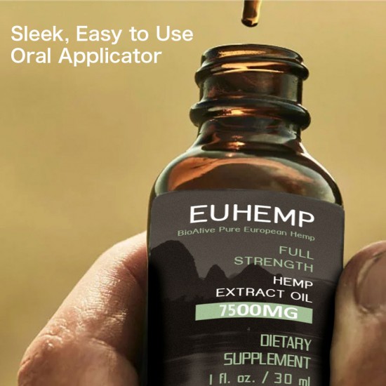 EUHEMP Hemp Oil Drops 7500MG, Full Strength, Dropper Included, 30ML