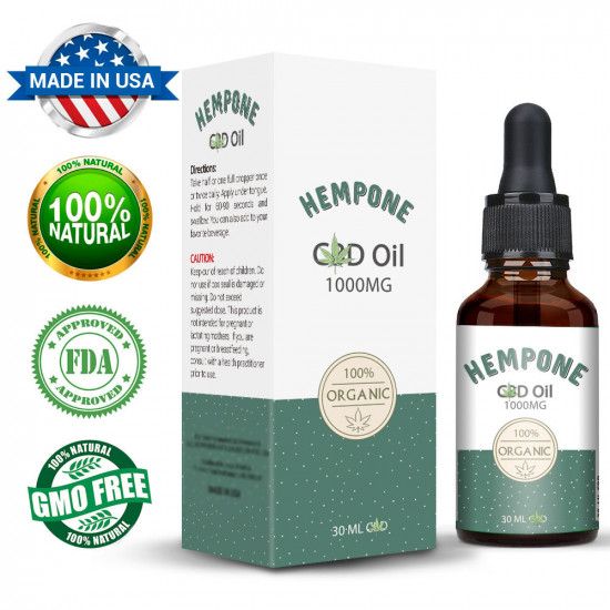 HEMPONE Hanföl Tropfen 1000mg 3% 30ml, hergestellt in den USA