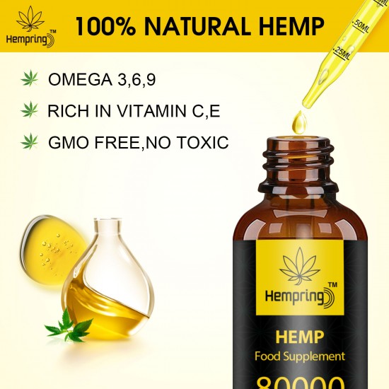 Hempring Extracto de cáñamo de amplio espectro 80000mg, CO2 natural extraído-100% orgánico - Hecho en EE.UU.