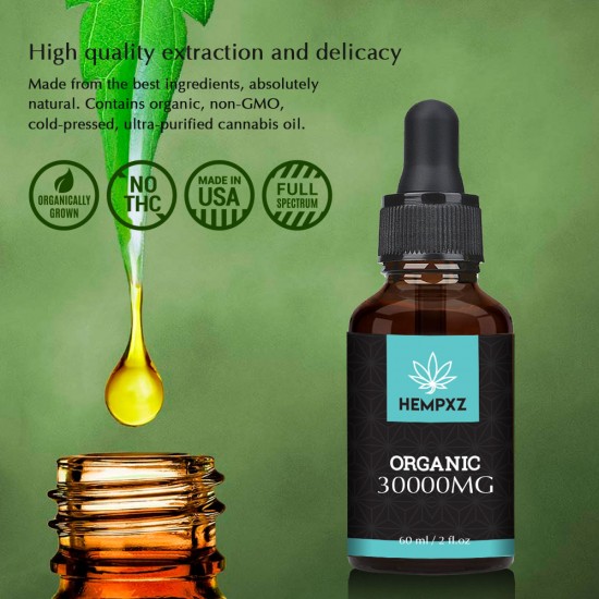 HEMPXZ 83% 50000mg 60ml Extracto de cáñamo de amplio espectro, Aceite de cáñamo natural para el estado de ánimo y el estrés - Hecho en USA