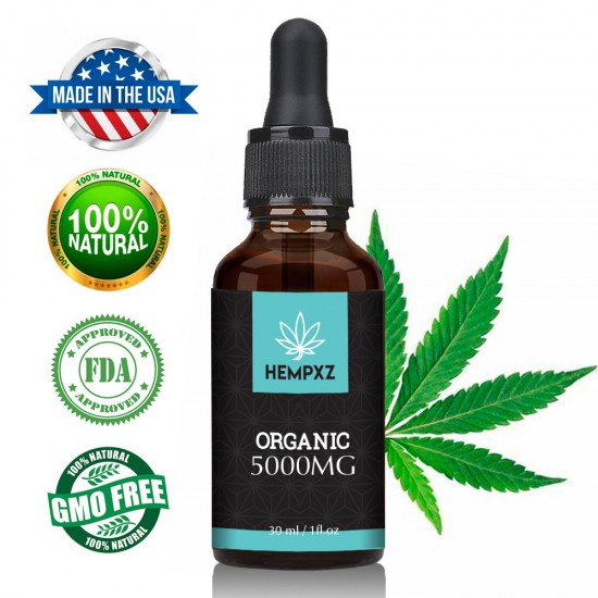 HEMPXZ Broad Spectrum Hemp Extract 5000mg, Natural CO2 Extracted-100% Organic - Made in USA