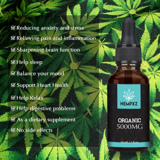 HEMPXZ Broad Spectrum Hemp Extract 5000mg, Natural CO2 Extracted-100% Organic - Made in USA HEMPXZ Broad Spectrum Hemp Extract 5000mg, Natural CO2 Extracted-100% Organic - Made in USA