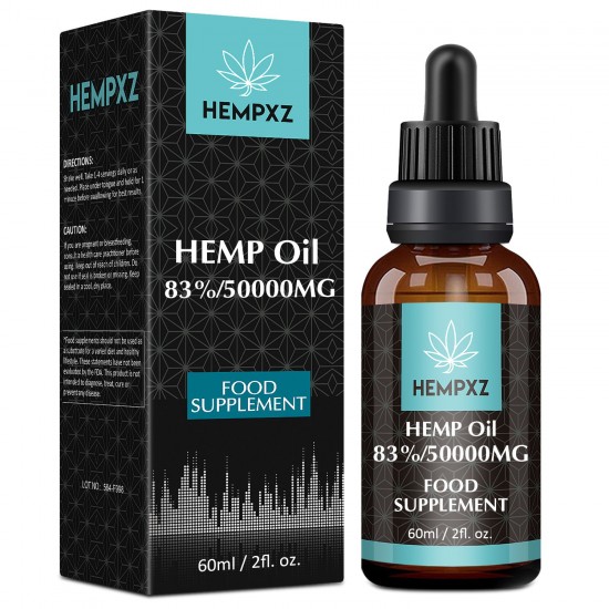 HEMPXZ Olio di Canapa in Gocce, 50000mg 83% 60ml, Made in USA