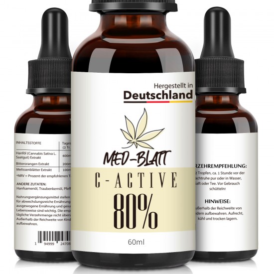 MED-BLATT Estratto di ampio spettro Olio di canapa 60ml, Estratto di canapa ad alta resistenza, 80% Made in Germania MED-BLATT Estratto di ampio spettro Olio di canapa 60ml, Estratto di canapa ad alta resistenza, 80% Made in Germania