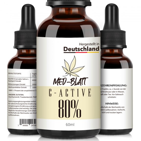 Aceite de cáñamo MED-BLATT 80% 60ml, Hecho en Alemania