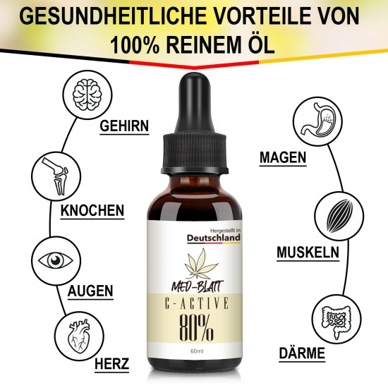 Aceite de cáñamo MED-BLATT 80% 60ml, Hecho en Alemania