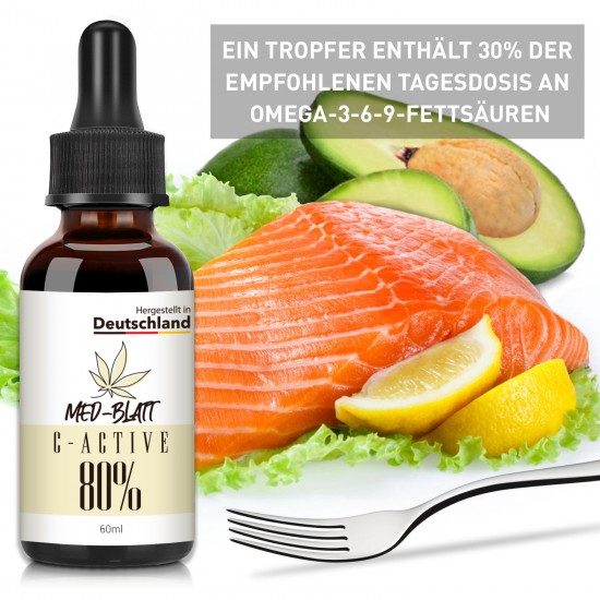 MED-BLATT Hanföl Tropfen 80% 60ml, hergestellt in Deutschland