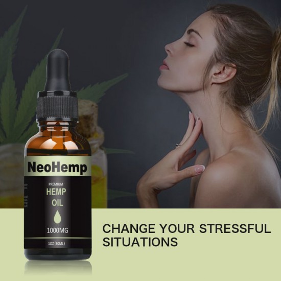 NEOHEMP Breites Spektrum-Hanftropfen Tropfen, helfen Stress, Angst und Schmerzen zu reduzieren (1000mg) 