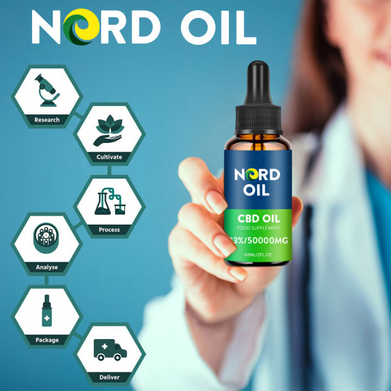 Nord Oil C-B-D Gocce di Olio, 50000mg 83% 60ml, Nuova formula