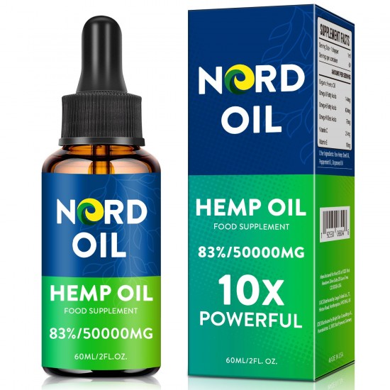 Nord Oil Hanf-Öl Tropfen, 50000 mg 83% 60 ml, Neue Formel