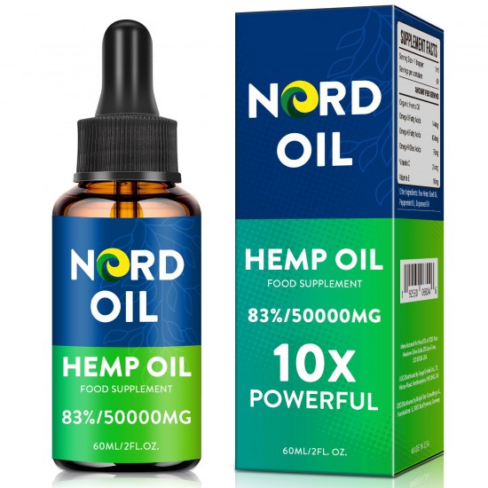 Nord Oil Olio di Canapa in Gocce, 50000mg 83% 60ml, Nuova formula