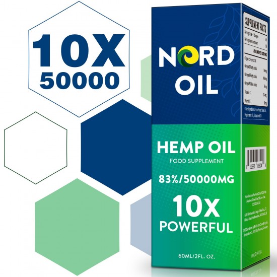 Nord Oil Olio di Canapa in Gocce, 50000mg 83% 60ml, Nuova formula