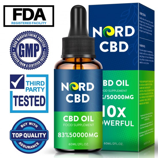 Nord Oil C-B-D Gocce di Olio, 50000mg 83% 60ml, Nuova formula Nord Oil C-B-D Gocce di Olio, 50000mg 83% 60ml, Nuova formula