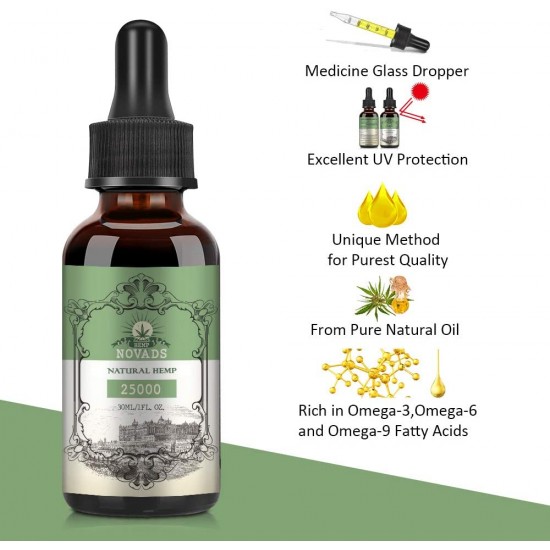 Novads Hemp oil Drops, 25000mg 30ml, New formula