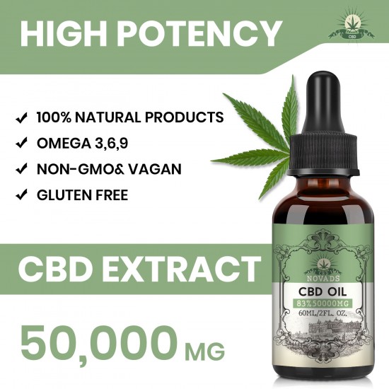 Novads C-B-D oil Drops, 50000mg 83% 60ml, 2021 New formula Novads C-B-D oil Drops, 50000mg 83% 60ml, 2021 New formula