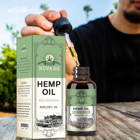 Novads Hemp Oil Drops, 50000mg/80000mg 83% 60ml, New formula ( Please Note: UK version of hemp oil drops expires in one month (1st April)