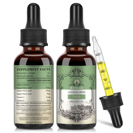Novads (2Pcs) Hemp oil Drops 7500mg 10ml, Buy one get one free (2 x 10ml) Novads (2Pcs) Hemp oil Drops 7500mg 10ml, Buy one get one free (2 x 10ml)