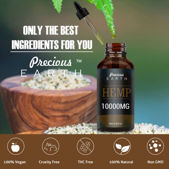 Precious Earth 10000mg 90% 10ml, Broad Spectrum Hemp Oil Extract, Premium Organic Extracts, Made in USA Precious Earth 10000mg 90% 10ml, Broad Spectrum Hemp Oil Extract, Premium Organic Extracts, Made in USA