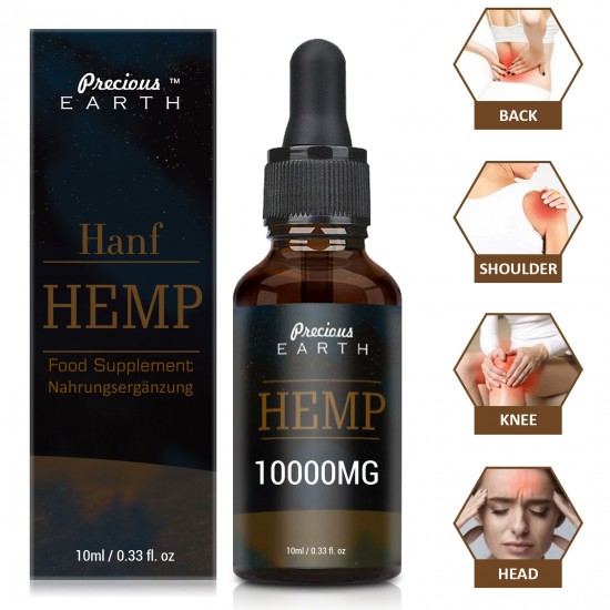 Precious Earth Hanföl Tropfen 10000mg 90% 10ml, hergestellt in den USA