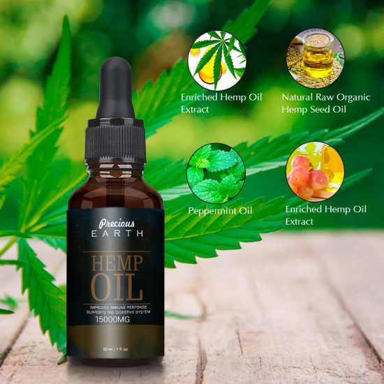 Precious Earth 15000mg, Broad Spectrum Hemp Oil Extract, Premium Organic Extracts, Made in USA