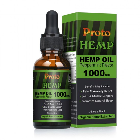 Hemp Oil Drops, Vegan & Vegetarian 1000mg, 30ml - ProtoHemp Oil