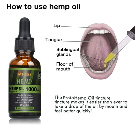 Hemp Oil Drops, Vegan & Vegetarian 1000mg, 30ml - ProtoHemp Oil