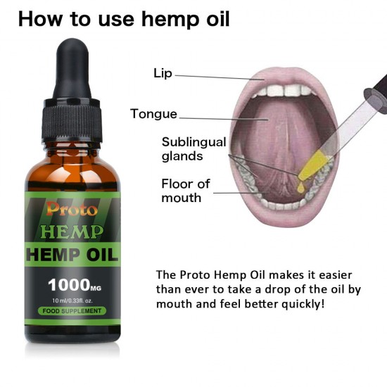 Hemp Oil Drops, Vegan & Vegetarian 1000mg, 10ml - ProtoHemp Oil