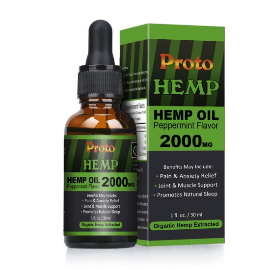 ProtoHemp Hemp Oil Drops, 2000mg High Strength 30ml