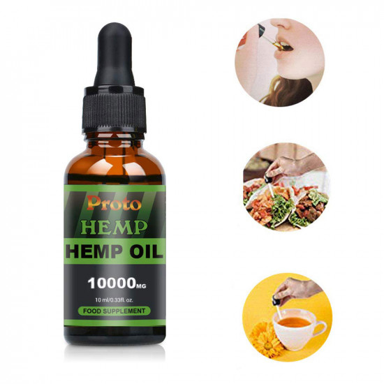 Gocce di olio di canapa, 10000 mg, vegane e vegetariane, 30 ml - Proto olio di canapa