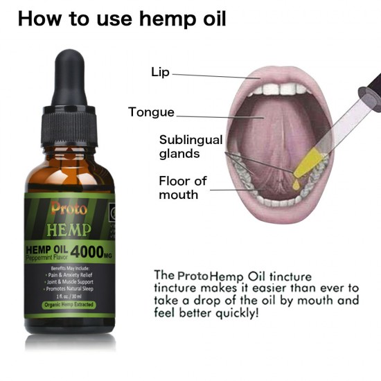 ProtoHemp Hemp Oil Drops, 4000mg, Pure and Natural, 30ml