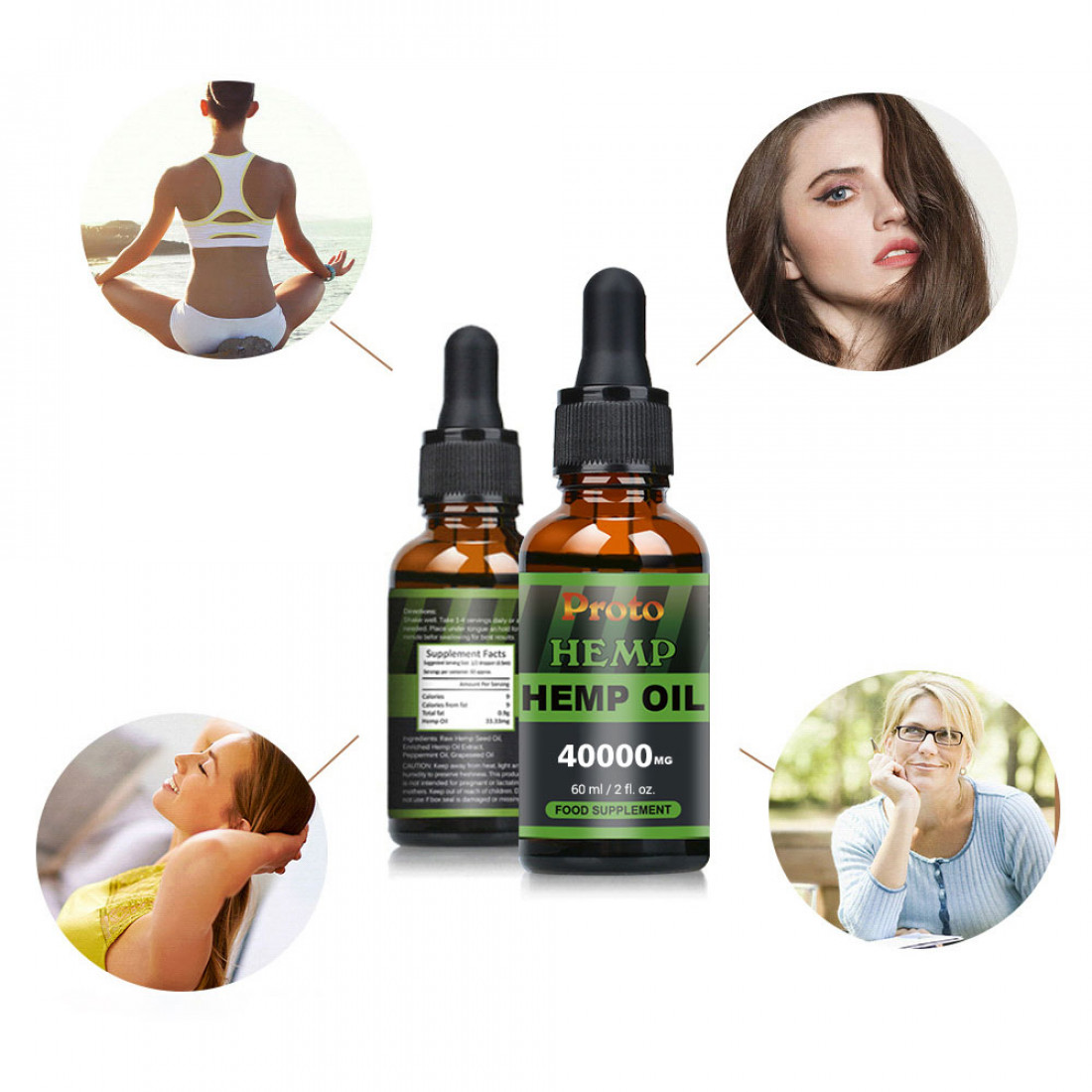 Acquistare Gocce di olio di canapa ProtoHemp, 40000mg, CO2 estratto, 60ml