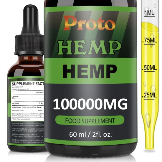 ProtoHemp Hemp Oil Drops, 50000mg, CO2 Extracted, 60ml