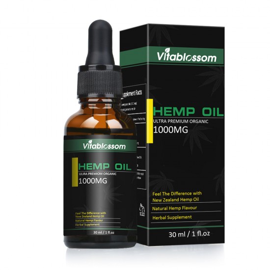 Vitablossom Hemp Oil Drops, Broad Spectrum Extract Hemp Oil 1000mg