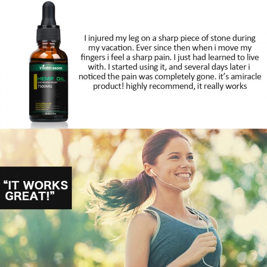 Vitablossom Hemp Oil Drops, Broad Spectrum Extract Hemp Oil, Great for Anxiety Pain (7500mg) Vitablossom Hemp Oil Drops, Broad Spectrum Extract Hemp Oil, Great for Anxiety Pain (7500mg)