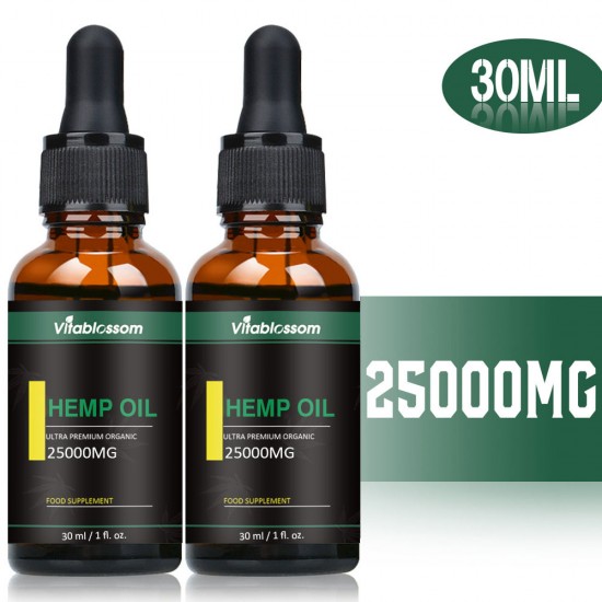 Vitablossom Aceite de cáñamo en gotas, 25000mg 30ml, Compre uno y llévese otro gratis (2Pcs)