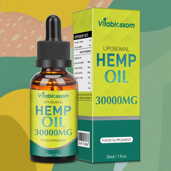 Vitablossom Liposomal Hemp Oil, 30000mg 90% 30ml, EXP: 1/1/2021 Vitablossom Liposomal Hemp Oil, 30000mg 90% 30ml, EXP: 1/1/2021