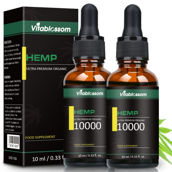 Vitablossom Hemp Oil Drops 10000ml 10ml, Buy one get one free (2Pcs)