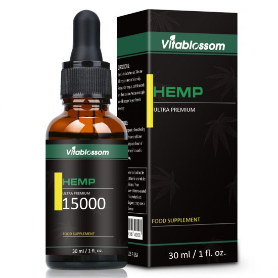 Vitablossom Hemp Oil Drops, 15000mg 30ml,  EXP: Jun. 2023