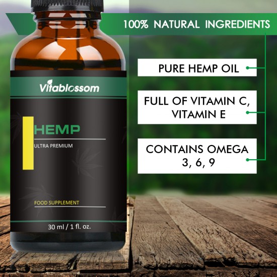 Vitablossom Hemp Oil Drops, 15000mg 30ml,  EXP: Jun. 2023