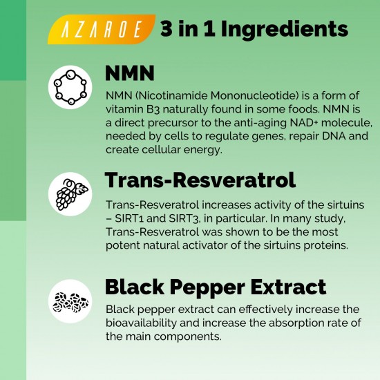 Azaroe Ultra Purezza NMN + Trans-Resveratrolo 1100mg 60 Capsule