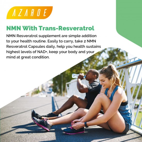 Azaroe Ultra Purity NMN + Trans-Resveratrol 1100mg 60 Capsules