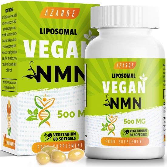 Azaroe Lipsomal vegan NMN 500mg 60 Capsules, Vegan formula