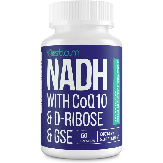 Aesticum NADH 50mg + CoQ10 200mg + D-Ribose 150mg Ergänzung, 60 Veggie-Kapseln