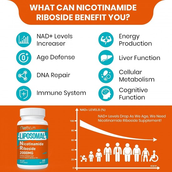 Aesticum Supplément Liposomal de Nicotinamide Riboside 2000 MG 60 Softgels